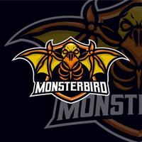 monstervogel massacot logo illustratie premie vector