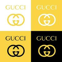 Gucci logo - Gucci icoon met lettertype Aan wit, zwart en geel achtergrond vector