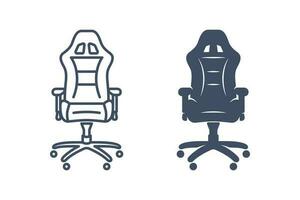 gaming stoel icoon. lineair icoon en glyphicon. esports apparatuur. fauteuil. vector geïsoleerd illustraties