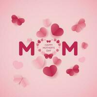 liefde u mama, hart kaart voor moeder dag met roze origami hart vector