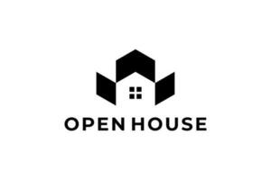 zwart wit Open huis logo vector