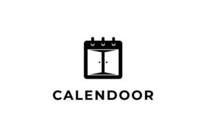 zwart wit kalender deur logo vector