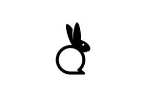 zwart wit konijn konijn babbelen logo vector