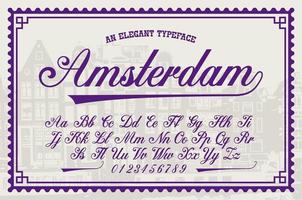 een luxe scriptlettertype, dit elegante lettertype is perfect voor korte zinnen of koppen en kan worden gebruikt voor veel creatieve producten zoals alcoholetiketten, emblemen, huwelijksuitnodigingen en voor veel andere dingen vector