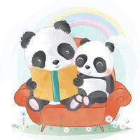 schattige panda vader en zoon illustratie vector