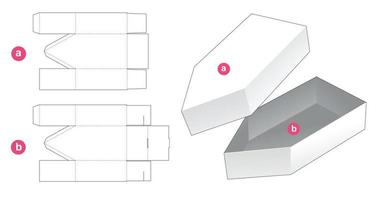 bootvormige doos met deksel gestanst sjabloon vector