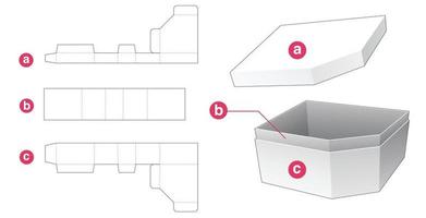 afgeschuinde geschenkdoos met deksel gestanst sjabloon vector