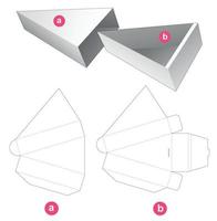 kartonnen verschuifbare driehoekige doos met gestanste omslagmal vector