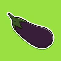 Purper aubergine vector illustratie. groente sticker