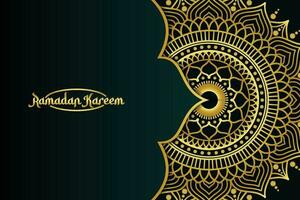 Ramadan kareem in luxe stijl met gouden mandala Aan donker achtergrond voor Ramadan mubarak. Ramadan stijl, Ramadan kareem. achtergrond vector illustratie.