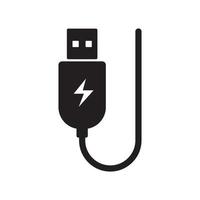 USB opladen plug icoon geïsoleerd vlak ontwerp vector illustratie.