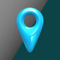 3d renderen realistisch plaats, kaart pin, GPS wijzer, markeerstift GPS, plaats symbool, blauw geolocatie markeerstift, plaatsmarkering icoon. plaats punt vector vorm besnoeiing uit voor kaarten en navigatie toepassingen.