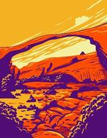 landschapsboog gelegen in arches national park utah verenigde staten, wpa poster art vector