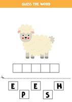 spellingsspel voor kinderen. cartoon schattige schapen. vector