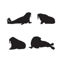 schattig walrus silhouet Aan een wit achtergrond. vector hand- getrokken kinderen illustratie. zee oceaan. onderwater- wereld