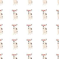 schattige honden jack russell terrier. fanatieke dieren. vector hand getekende naadloze patroon. perfect voor baby, kinderkleding, printontwerp, textiel. witte achtergrond.