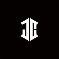 jc logo monogram met schild vorm ontwerpen sjabloon vector