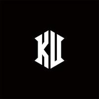 ku logo monogram met schild vorm ontwerpen sjabloon vector