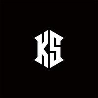 ks logo monogram met schild vorm ontwerpen sjabloon vector