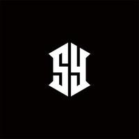 sy logo monogram met schild vorm ontwerpen sjabloon vector