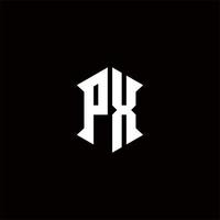 px logo monogram met schild vorm ontwerpen sjabloon vector