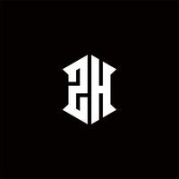 zh logo monogram met schild vorm ontwerpen sjabloon vector