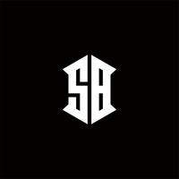 sb logo monogram met schild vorm ontwerpen sjabloon vector