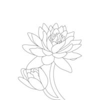 water lelie bloem kleur bladzijde en boek lotus hand- getrokken lijn kunst vector