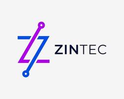 brief z eerste stroomkring technologie digitaal aansluiten elektronisch berekenen lijn vector logo ontwerp