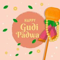 gudi padwa in vlak ontwerp vector illustratie