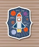 raket over label met planeten ontwerp vectorillustratie vector