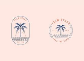 vector logo ontwerp sjabloon met palm boom - abstract zomer en vakantie insigne en embleem