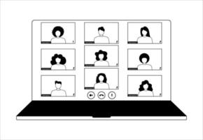 ui ux sjabloon voor video conferenties en vergaderingen toepassing Aan bureaublad. vier gebruikers vector