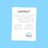 de contract icoon. overeenkomst en handtekening, verbond, overeenstemming, conventie symbool vector