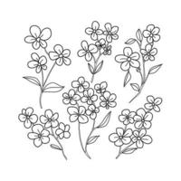 zwart schets met blad decoratie en bloemen decoratie uitnodiging vector