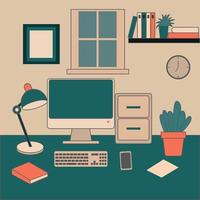 computer bureau werkplaats concept, vlak ontwerp vector illustratie