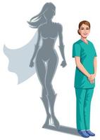 verpleegster superheldin schaduw vector