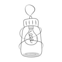 knus wijnoogst lamp. licht lamp in een fles, hanger lamp. hand- getrokken illustratie in tekening stijl. vector