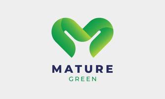logo brief m groen kleur minimalistische concept creatief ontwerp vector