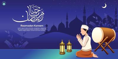 Ramadan kareem Islamitisch achtergrond vector. gelukkig Islamitisch nieuw hijri jaar. grafisch ontwerp voor de decoratie van geschenk certificaten, banners en folder. vector