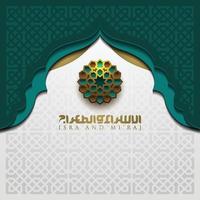 isra mi'raj wenskaart islamitische bloemmotief vector ontwerp met gloeiende Arabische kalligrafie voor achtergrond, behang, banner.