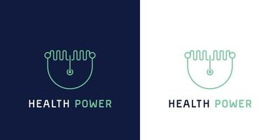 Gezondheid macht abstract logo ontwerp illustratie. gemakkelijk minimalistische gegevens patroon concept. nuttig voor Gezondheid vector lijn icoon, symbool voor ziekenhuis, dokter, stethoscoop, geduldig, verpleegster,