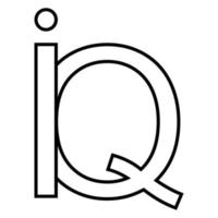 logo teken iq qi, icoon nft doorweven brieven ik q vector