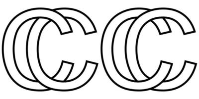 logo teken cc, icoon teken twee doorweven brieven c vector logo cc eerste hoofdstad brieven patroon alfabet c