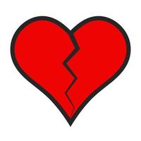hart icoon barst verdeeld in voor de helft, vector gebroken hart symbool van afscheid scheiding, concept van gebroken liefde, ongelukkig liefde, scheiding, crisis van een verhouding