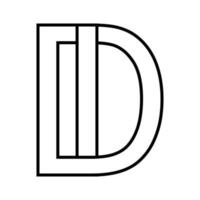 logo teken di ID kaart icoon teken doorweven brieven d ik vector
