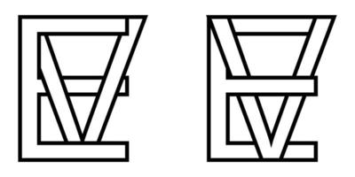 logo teken ev en ve icoon teken doorweven brieven v, e vector logo ev, ve eerste hoofdstad brieven patroon alfabet e, v