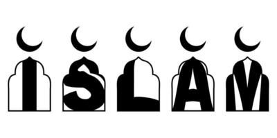 woord is Islam. vector decoratief voorwerp venster met de maan