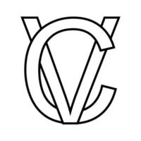 logo teken vc CV, icoon teken doorweven brieven c v vector