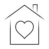 schattig knus huis met hart icoon behuizing teken familie liefde en ondersteuning vector